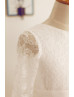 Long Sleeves Ivory Lace Taffeta Knee Length Wedding Flower Girl Dress